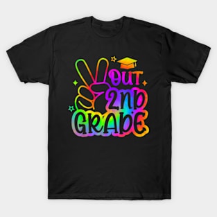 Peace Out Second 2Nd Grade Happy Last Day Of School Tie Dye T-Shirt T-Shirt